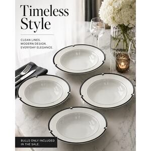 Set of 4 Mikasa MIDNIGHT Rimmed Soup Bowls Fine China 8.5” Japan Excellent L5542
